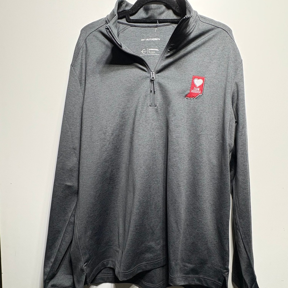 Port Authority C-Free 1/4 Zip Pullover Mens L Gray Team Hoosier Indiana Heart